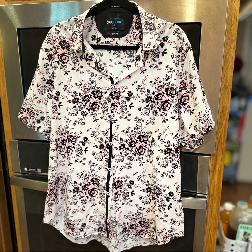 Blue Gear Men's Floral Shirt XXL - Black Pink & White‎